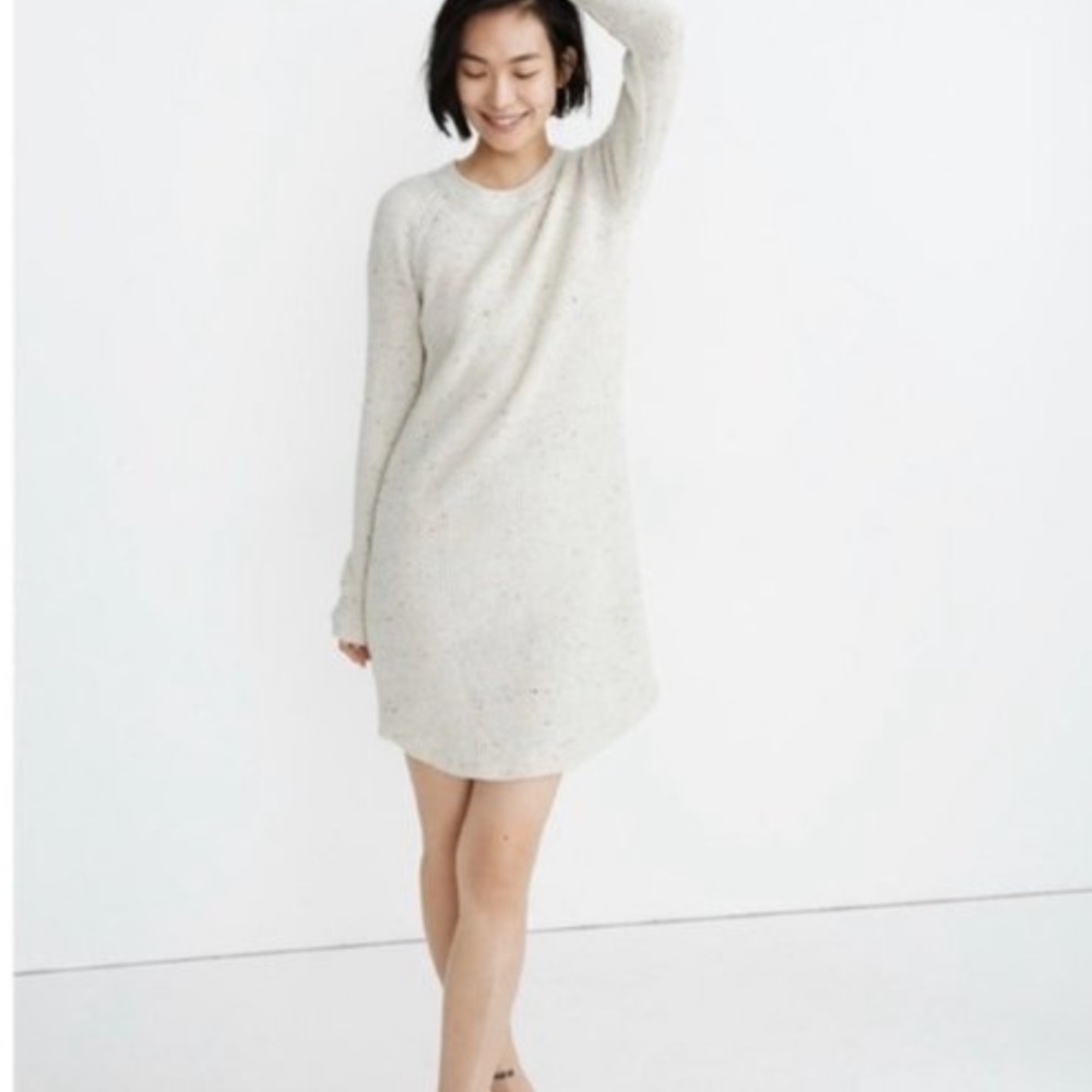 Madewell Curved-Hem Cream Sweater Dress Size Small